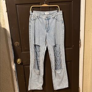 PacSun Light Blue Ripped Straight Leg Jeans